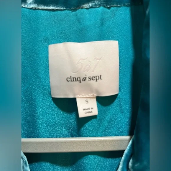 cinq a' sept Mathieu Tie-front Velvet
Utility Jacket In Pacific Turquoise NWOT - Picture 5 of 9